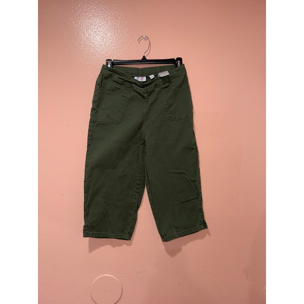 d & co. Denim Company Olive Green Capri Cropped Pants Womens XS, Excellent Cond